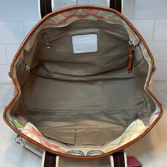 Coach Bag Purse Handbag Hampton Scribble Signature Logo Multicolor Tote Bag - Picture 14 of 16